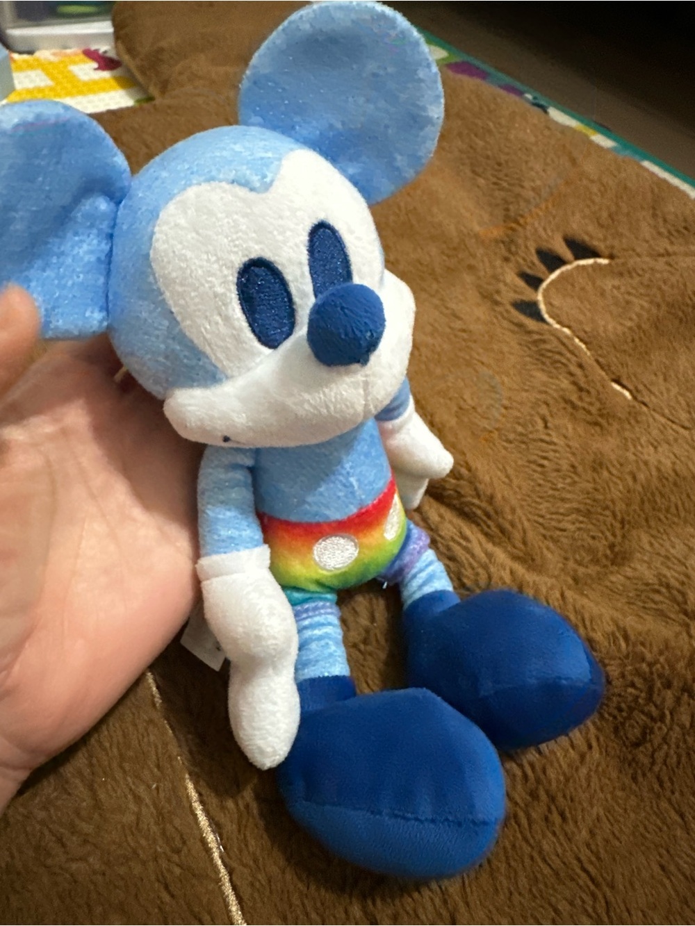 Disney Blue Mickey Plush with Rainbow Shorts